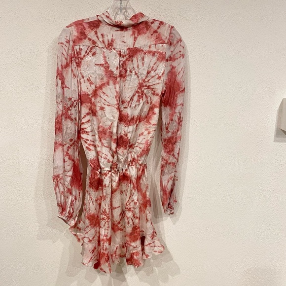 Rococo Sand Ava Ruffled Mini Dress Women's Size Small Rosewood NEW - Picture 5 of 5